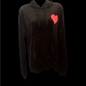 Black Hoodie with pink Heart Patch size S